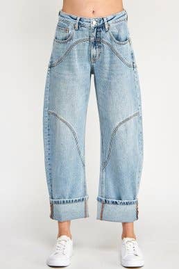 SAIGE DENIM - P8130ML-HIGH RISE BARREL WIDE CUFF