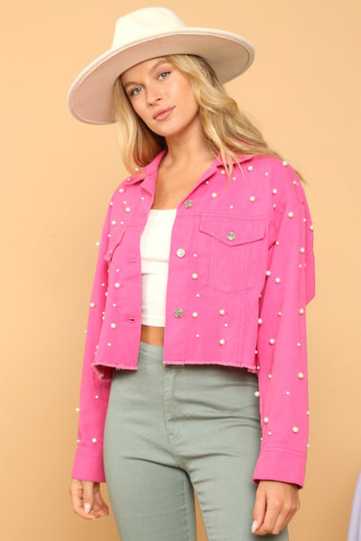 Pearl Studded Denim Jacket