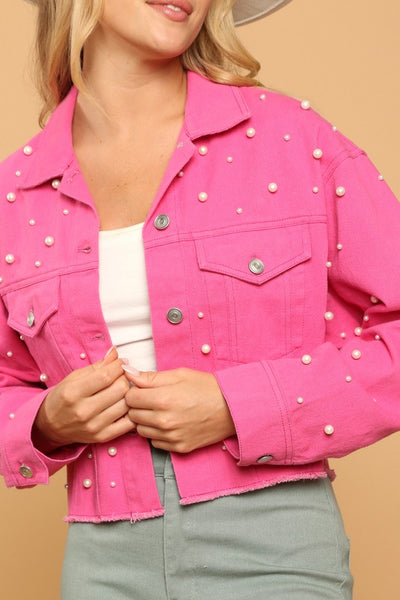 Pearl Studded Denim Jacket