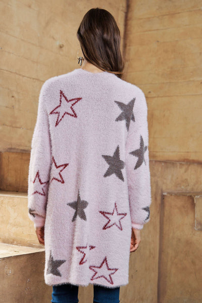 Pink Fuzzy Star Sweater