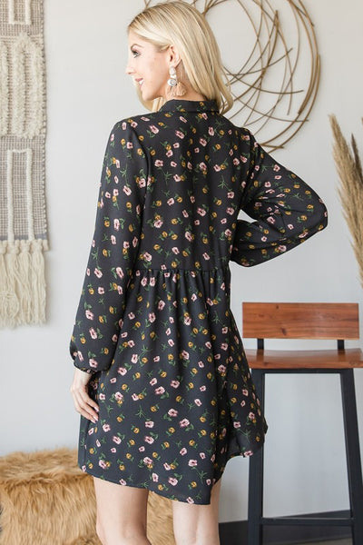 Fall Floral Collared Button-up Romper