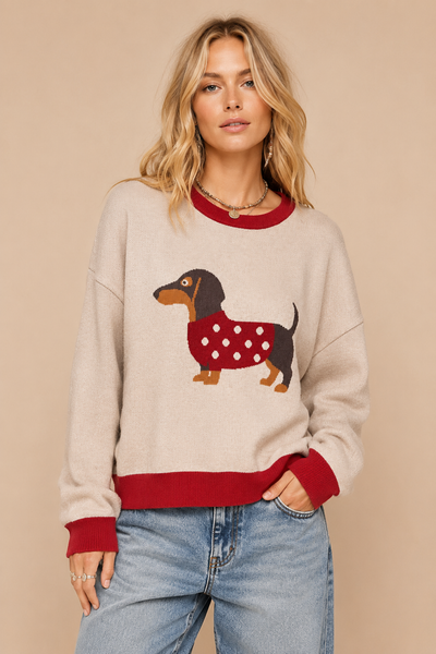 J.NNA - Dachshund Colorblock Sweater