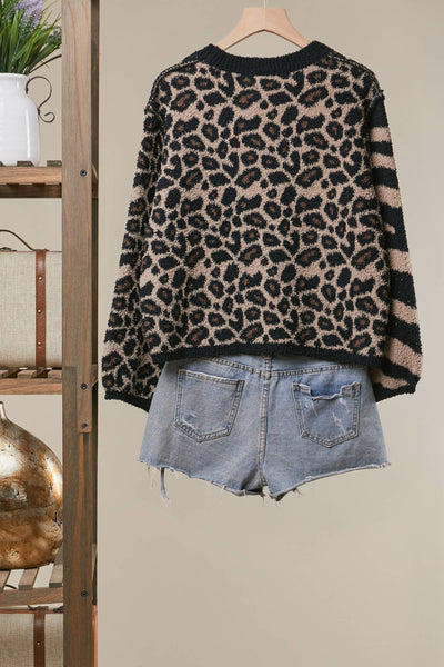 Mello. - Mixed Animal Print Knit Sweater