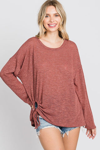 Heathered Mauve Dolman Sleeve Top