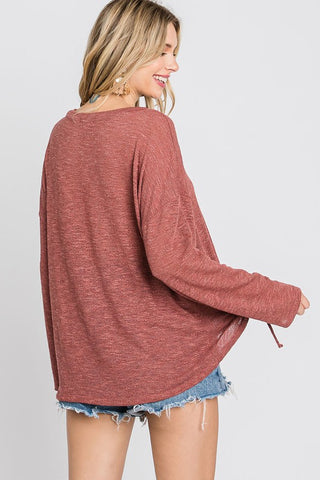Heathered Mauve Dolman Sleeve Top