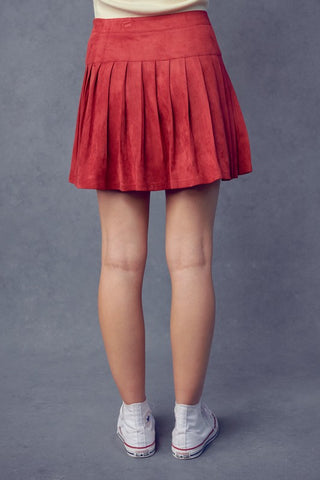 Goji Berry Suede Wrap Mini Skirt