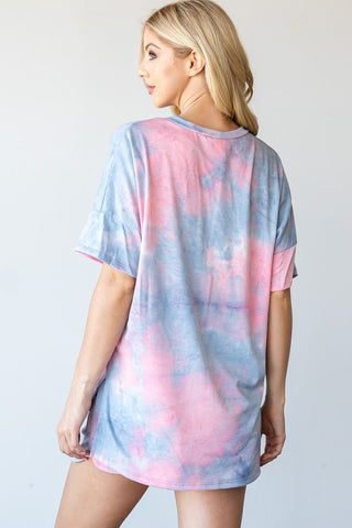 Blue & Pink Tie Dye Short Set - Black Friday Doorbuster