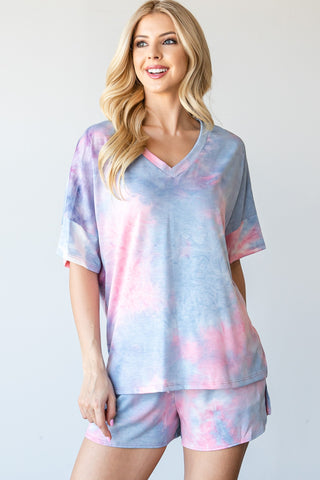 Blue & Pink Tie Dye Short Set - Black Friday Doorbuster