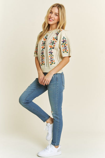 Elegant Embroidered Ivory Sweater