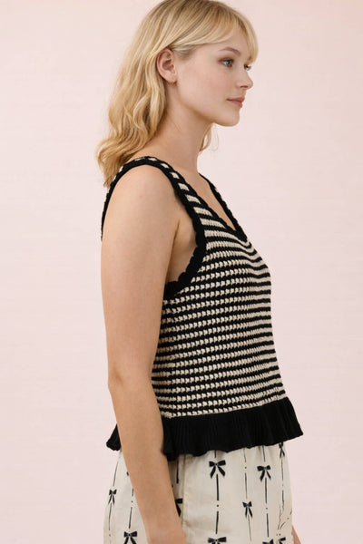 Sweet on Stripes Ruffle Knit Top