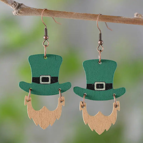 Leprechaun Wood Earrings