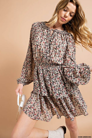 Floral Print Tiered Ruffle Dress