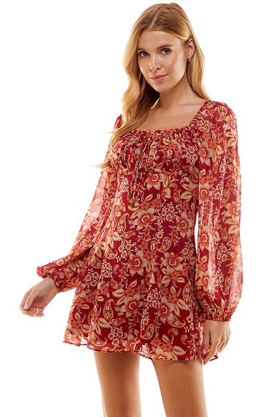 Red Paisley Mini Dress