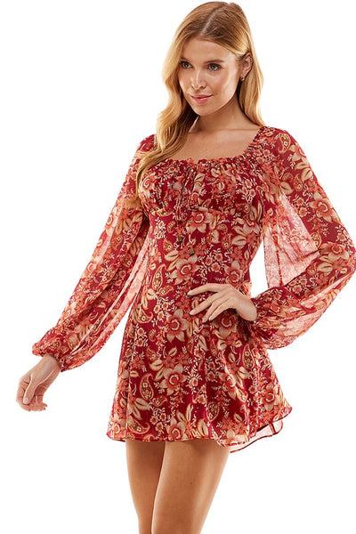 Red Paisley Mini Dress