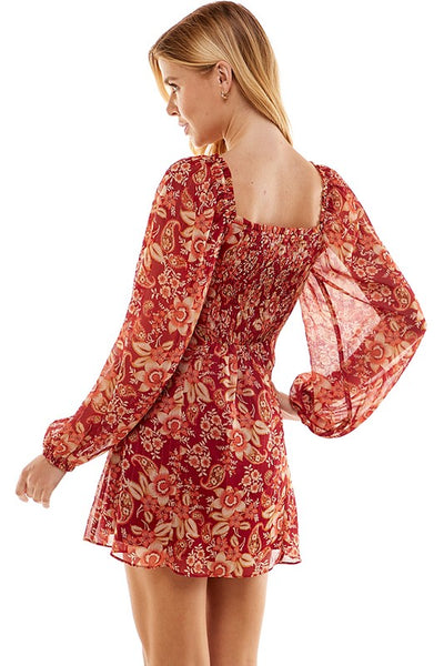 Red Paisley Mini Dress