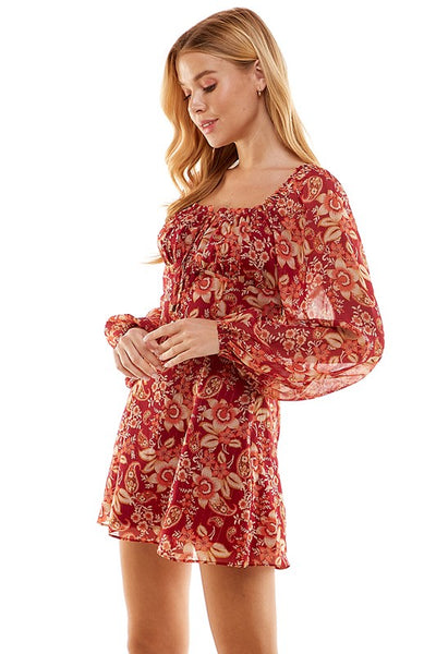 Red Paisley Mini Dress