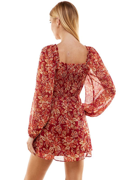 Red Paisley Mini Dress