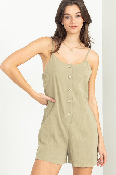 Sense of Style Button Front Sleeveless Romper