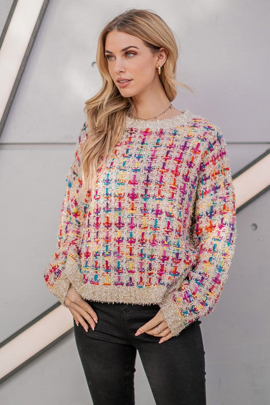 Showstopper Multi Tweed Knit Sweater