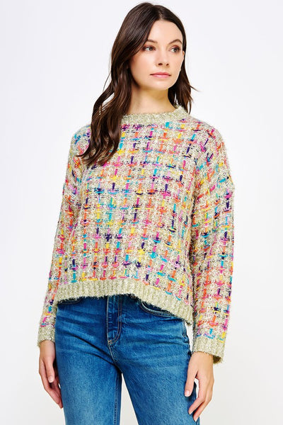 Showstopper Multi Tweed Knit Sweater
