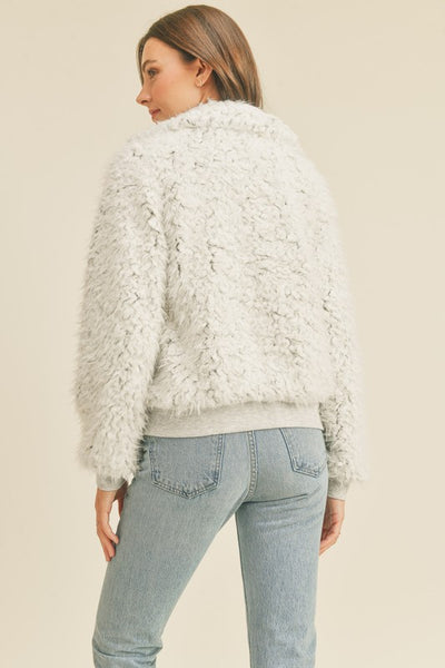 Fun Fuzzy Faux Fur Bomber Jacket