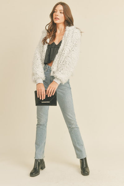 Fun Fuzzy Faux Fur Bomber Jacket