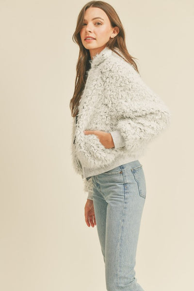 Fun Fuzzy Faux Fur Bomber Jacket