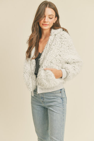 Fun Fuzzy Faux Fur Bomber Jacket
