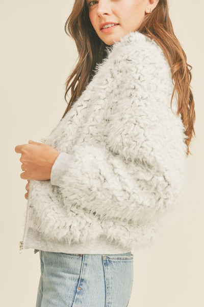 Fun Fuzzy Faux Fur Bomber Jacket