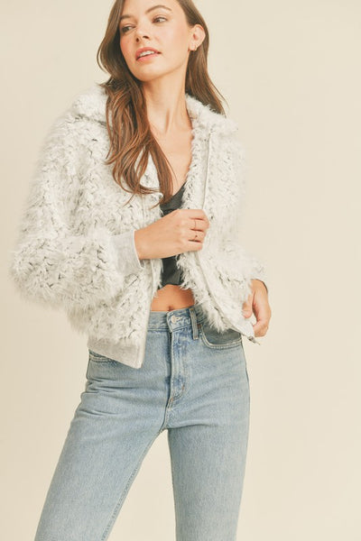 Fun Fuzzy Faux Fur Bomber Jacket