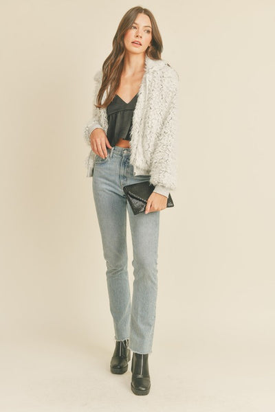 Fun Fuzzy Faux Fur Bomber Jacket