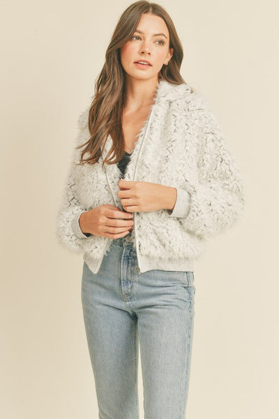 Fun Fuzzy Faux Fur Bomber Jacket