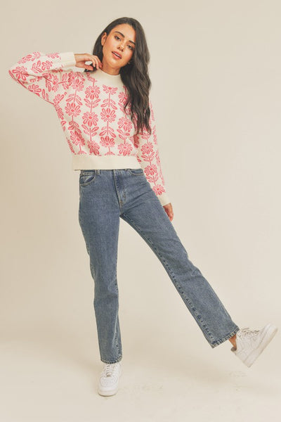 Flower Pattern Pullover Sweater