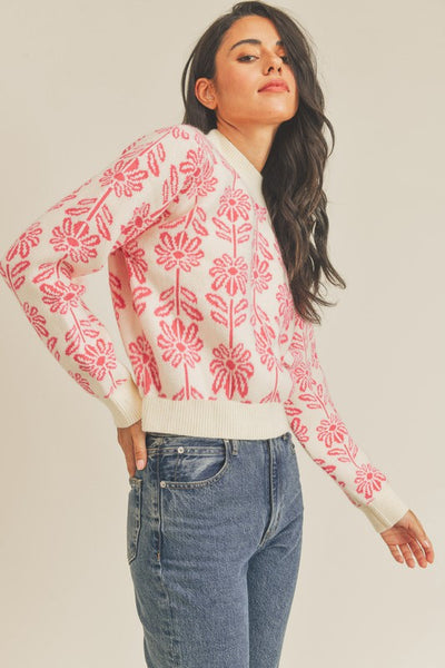 Flower Pattern Pullover Sweater