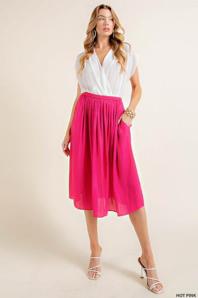 Hot Pink Satin Maxi Skirt