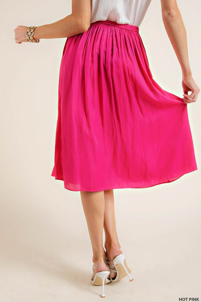 Hot Pink Satin Maxi Skirt