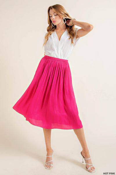 Hot Pink Satin Maxi Skirt