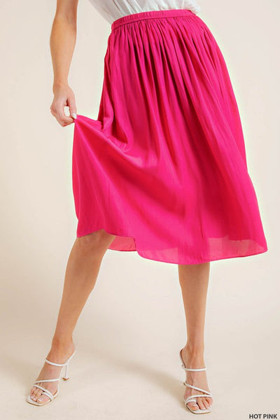 Hot Pink Satin Maxi Skirt