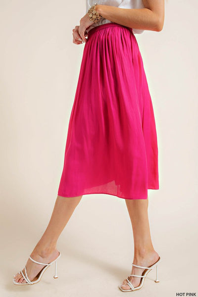 Hot Pink Satin Maxi Skirt