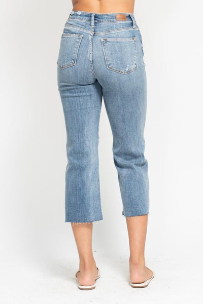 Judy Blue High Rise With Destroy Crop Wide Leg