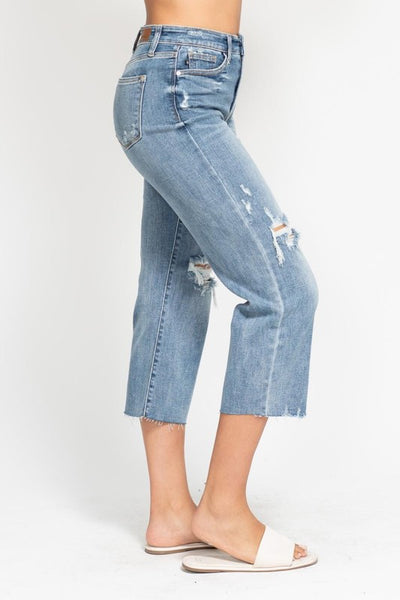 Judy Blue High Rise With Destroy Crop Wide Leg