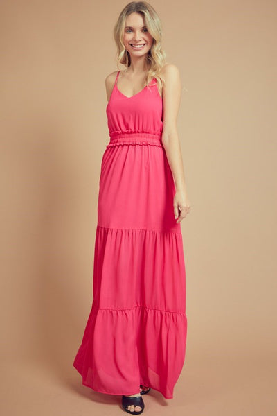 Hot Pink Tiered Maxi Dress