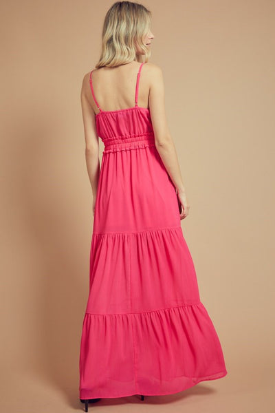 Hot Pink Tiered Maxi Dress