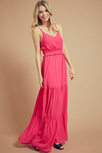 Hot Pink Tiered Maxi Dress