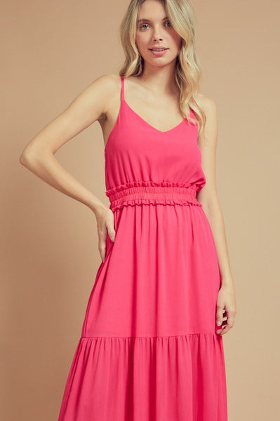 Hot Pink Tiered Maxi Dress