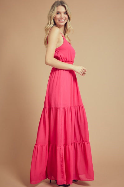 Hot Pink Tiered Maxi Dress