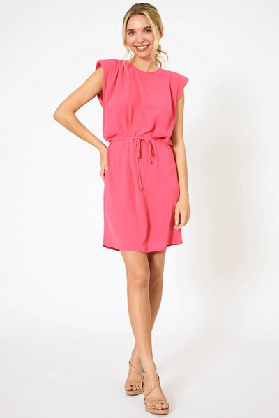 Fuchsia Shoulder Pad Dress