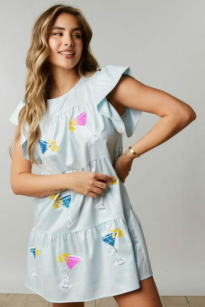 Pearlescent Martini Me Ruffle Mini Dress