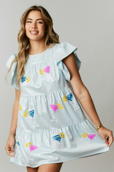 Pearlescent Martini Me Ruffle Mini Dress