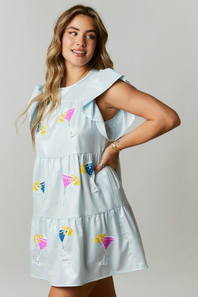 Pearlescent Martini Me Ruffle Mini Dress